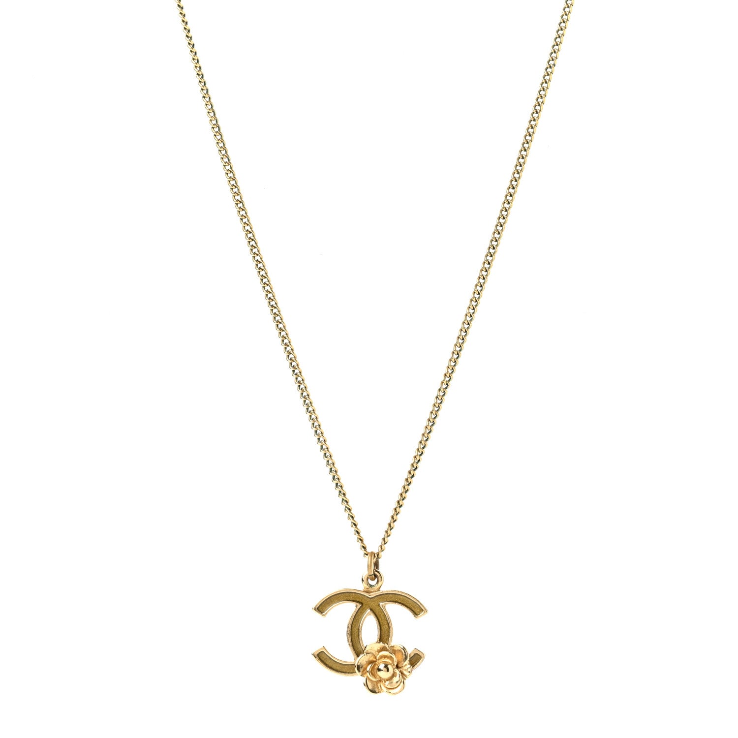 Chanel Resin CC Camellia Flower Necklace Gold 1 of 6