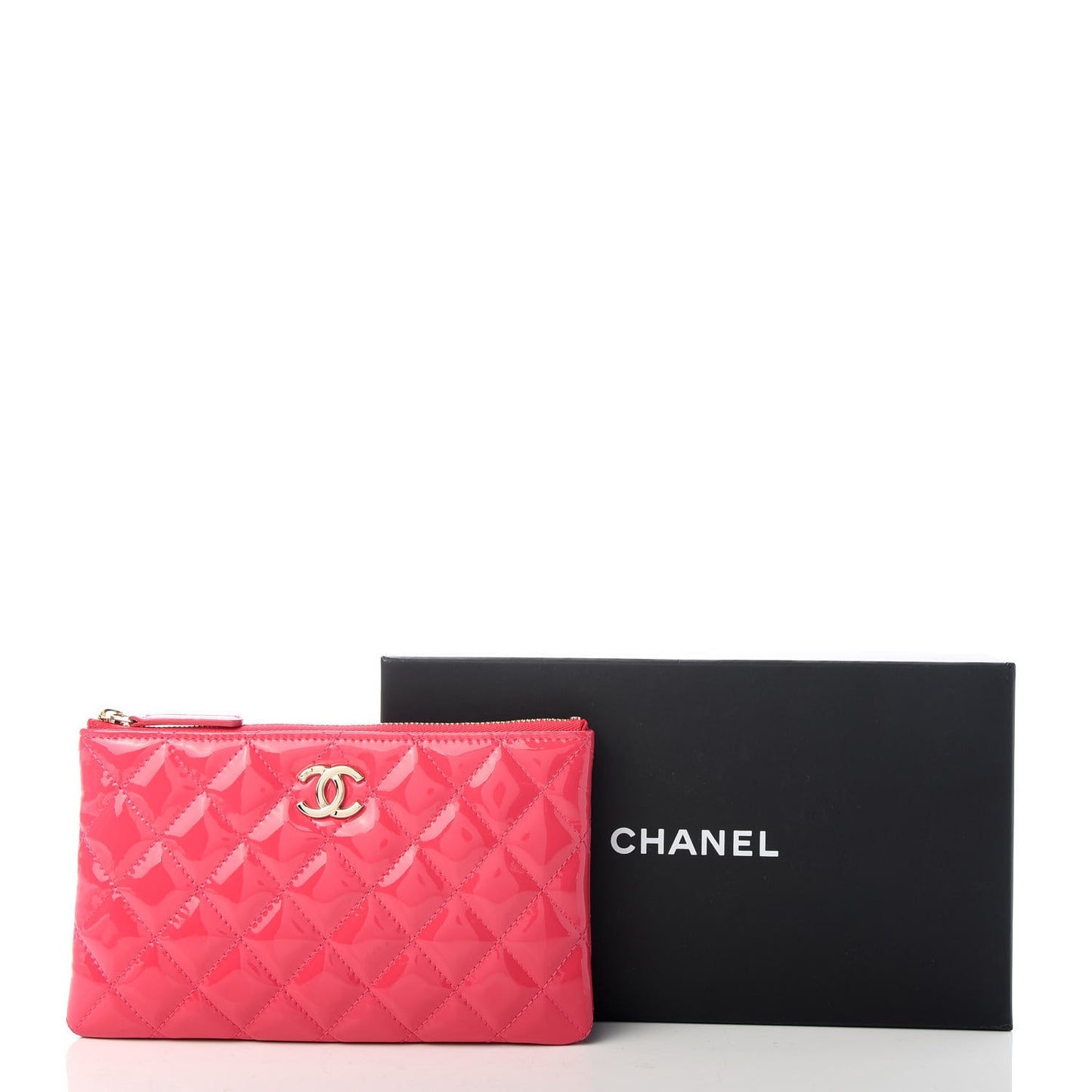 Patent Quilted Small Cosmetic Case Pink