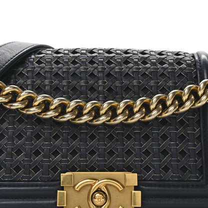Chanel Sheepskin Braided Small Boy Reverso Flap Navy 8 of 10