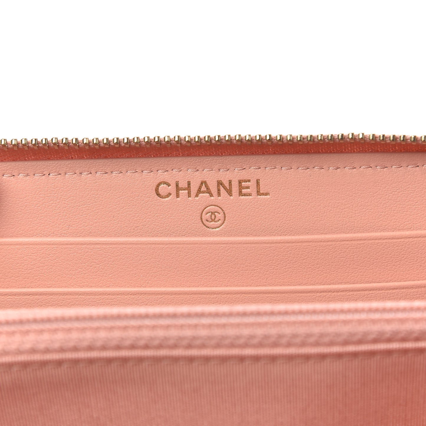 Caviar Camellia Embossed Medium Zip Around Wallet Light Pink