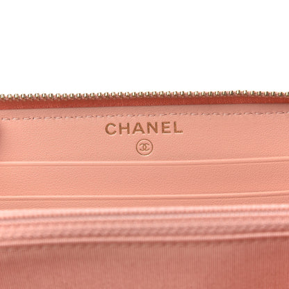 Chanel Caviar Camellia Embossed Medium Zip Around Wallet Light Pink 6 of 11