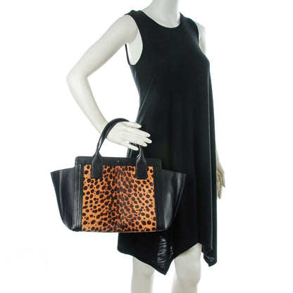 Chloe Pony Hair Calfskin Leopard Print Small Alison East West Tote Black 2 of 5