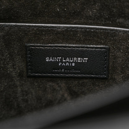 Saint Laurent Calfskin Crocodile Embossed Large Monogram Sunset Black 6 of 10