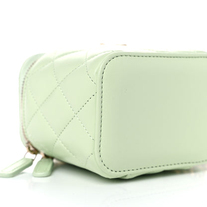 Chanel Lambskin Quilted Pearl Crush Mini Vanity Case With Chain Light Green 5 of 10