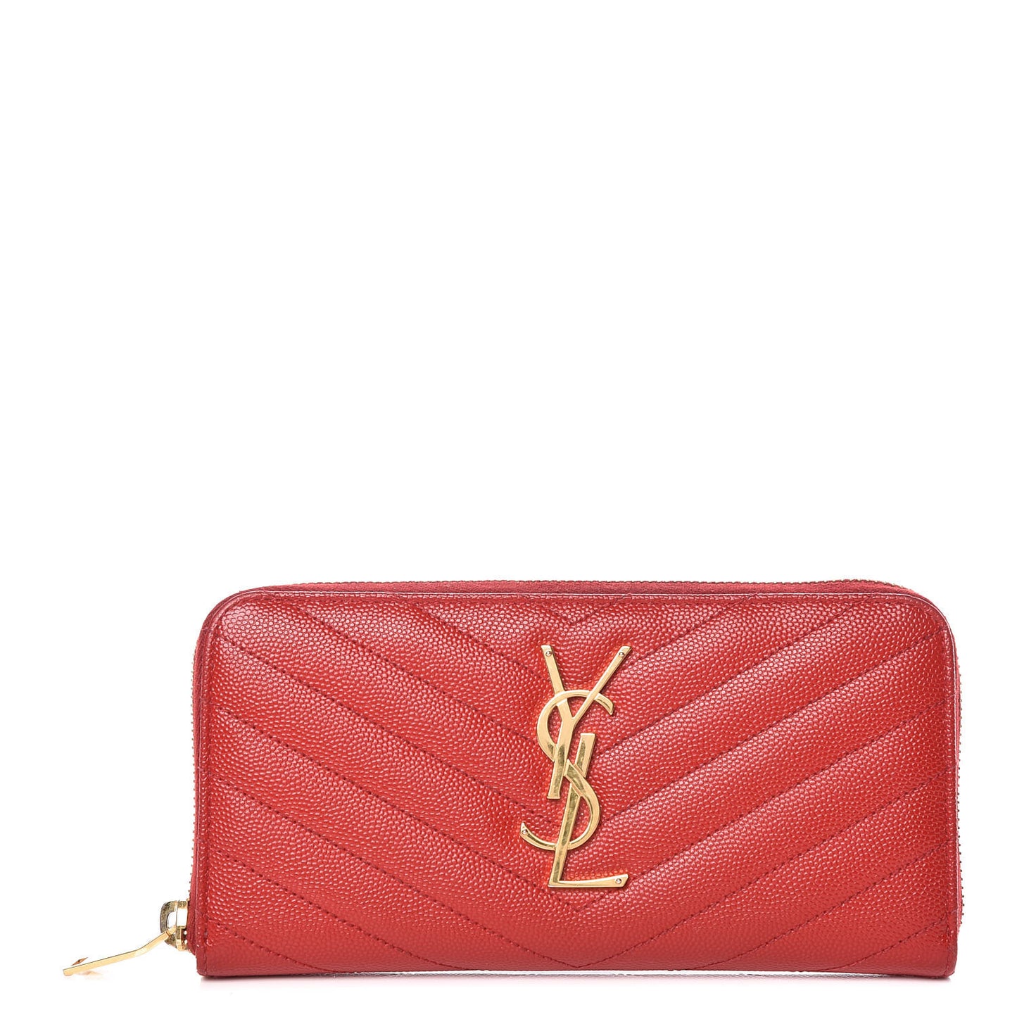 Grain De Poudre Matelasse Chevron Monogram Zip Around Wallet Red