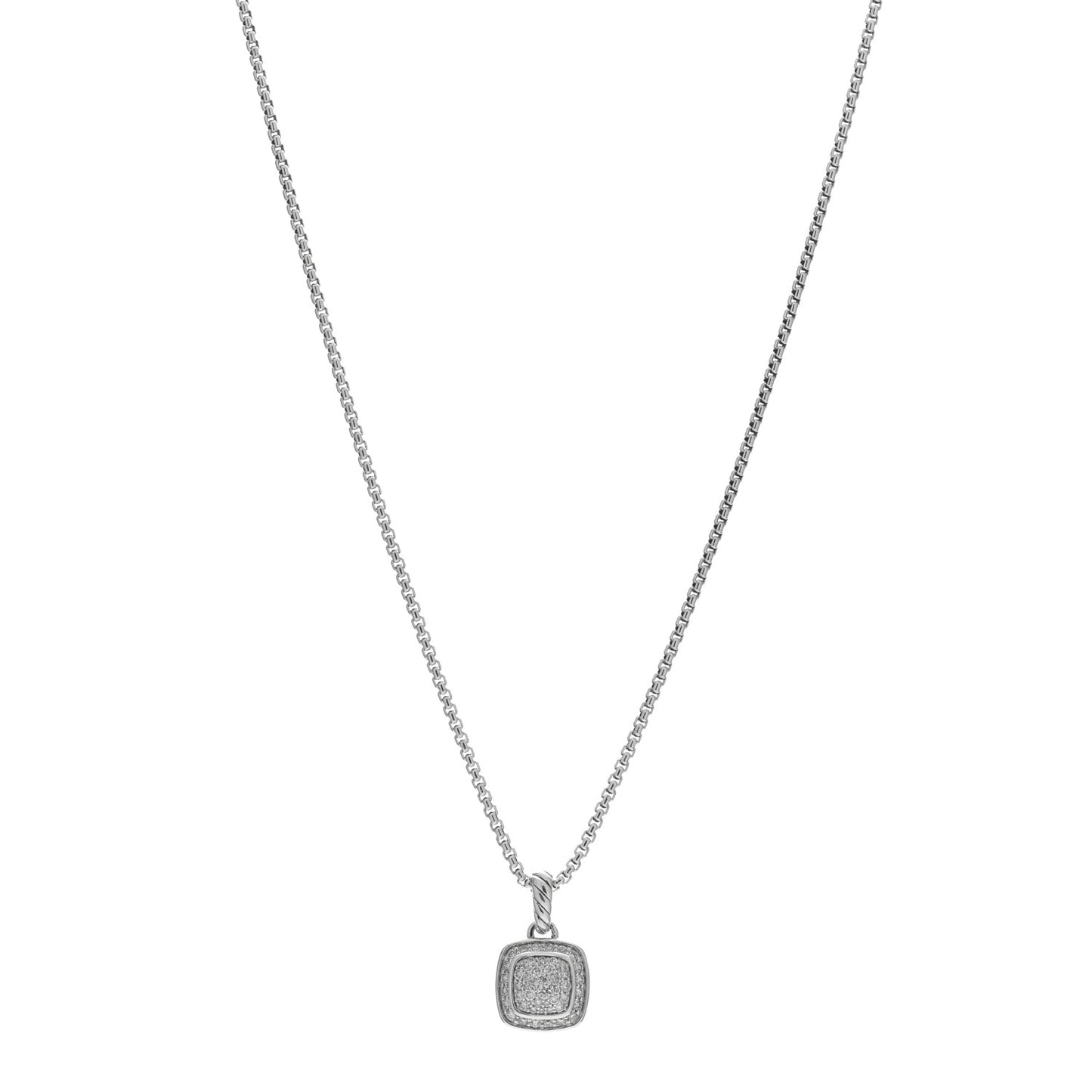 DAVID YURMAN Sterling Silver Diamond Pave 7mm Petite Albion Pendant Necklace
