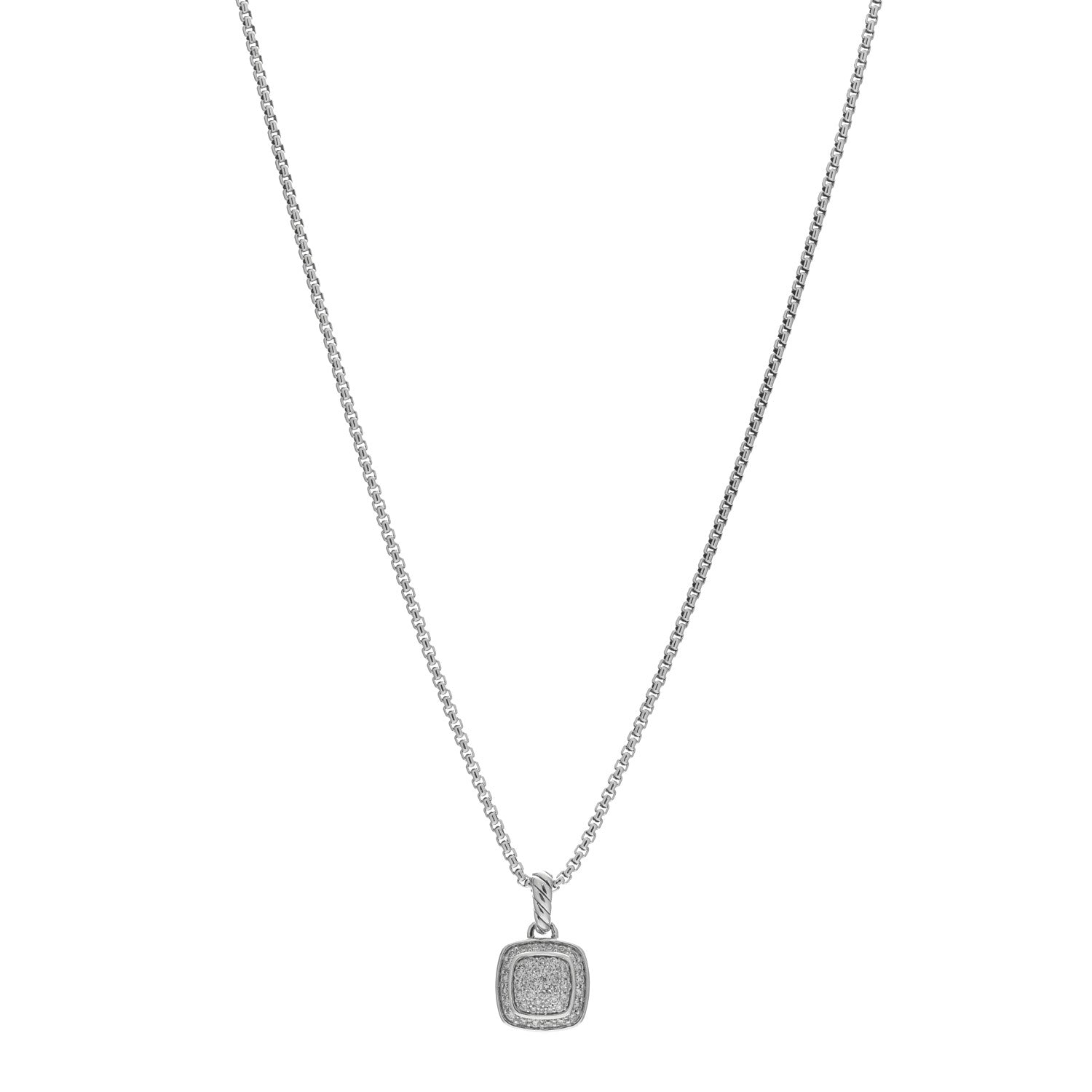 David Yurman DAVID YURMAN Sterling Silver Diamond Pave 7mm Petite Albion Pendant Necklace 1 of 4