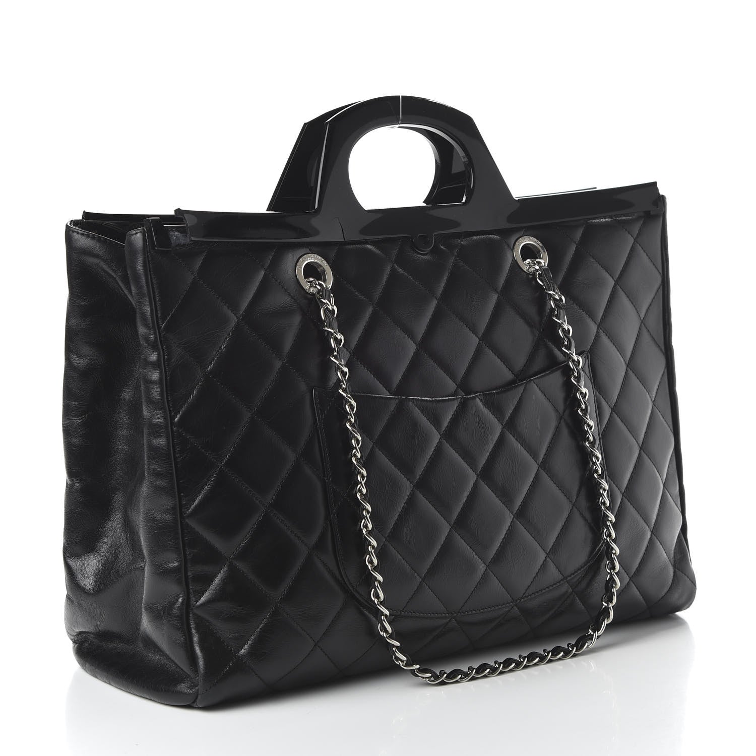 Chanel Glazed Calfskin Quilted Large CC Delivery Tote Black 3 of 16