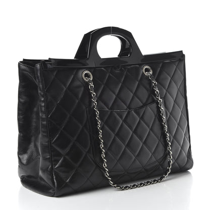 Chanel Glazed Calfskin Quilted Large CC Delivery Tote Black 3 of 16