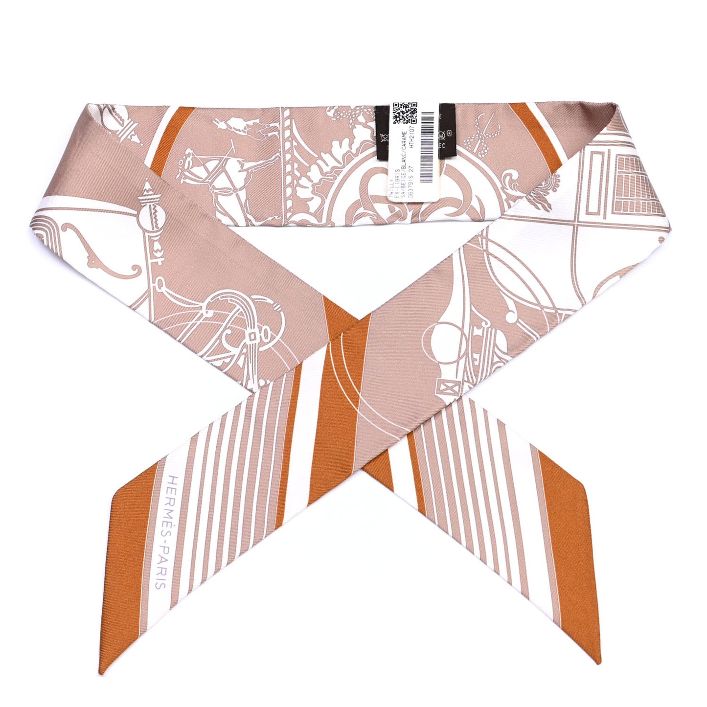Silk Ex-Libris Twilly Beige White Caramel