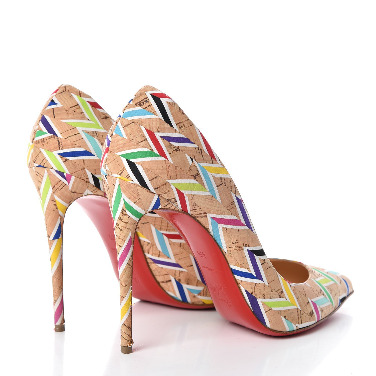 Christian Louboutin Cork Chevron Print Pigalle Follies 100 Pumps 41.5 Multicolor 4 of 11