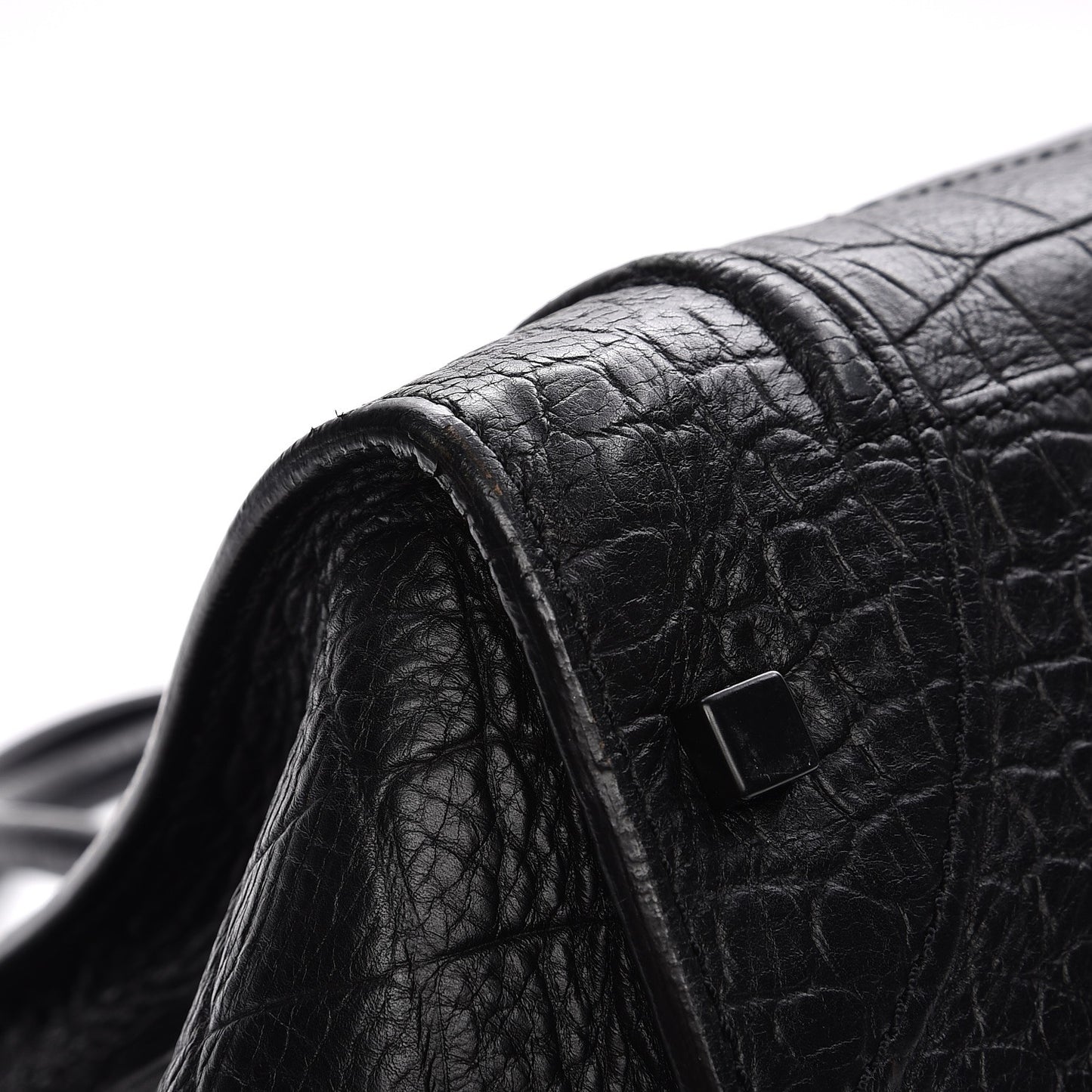 Crocodile Embossed Calfskin Large Phantom Luggage Black