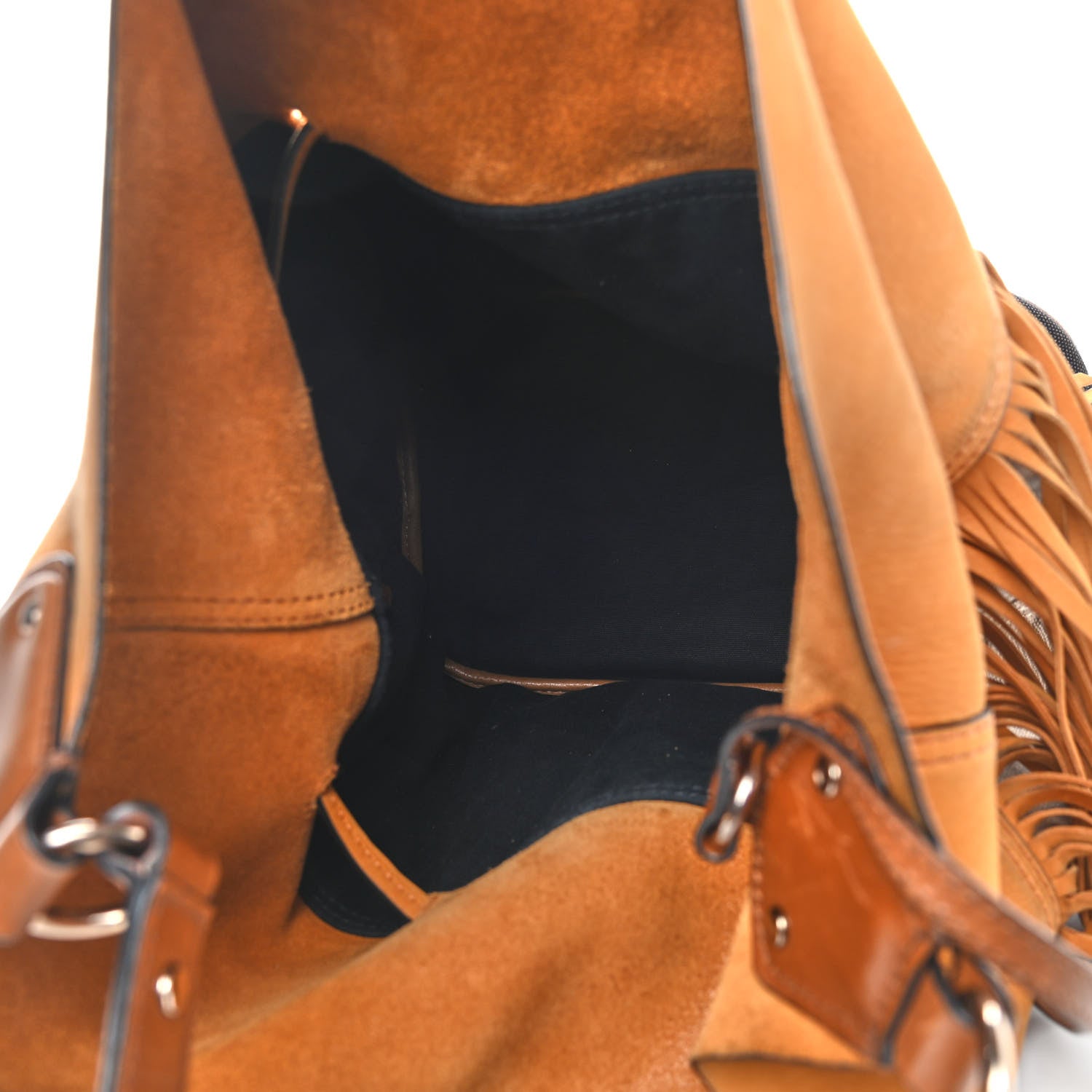 Burberry Suede Fringe Large Belgrove Bucket Bag Tan 5 of 14