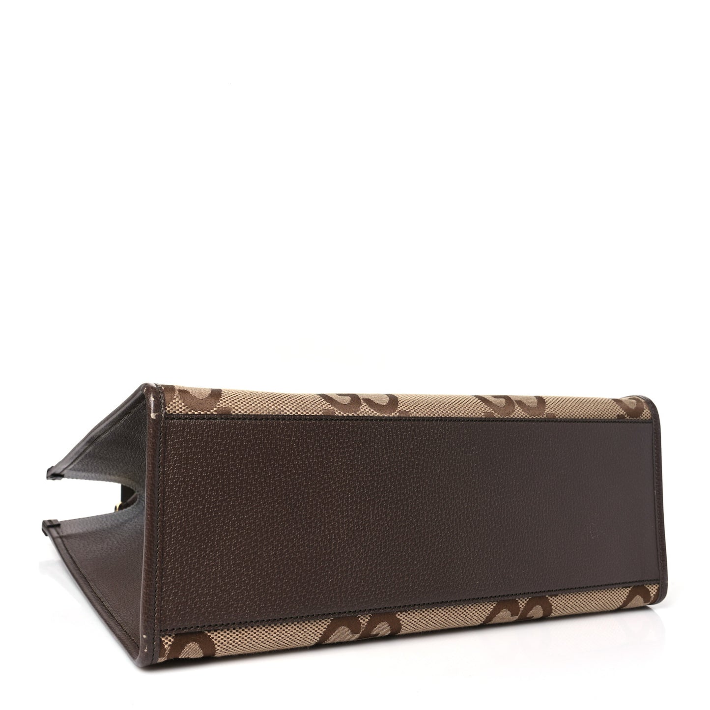 Monogram Jumbo GG Textured Dollar Calfskin Web Tote Bag Camel Ebony New Acero