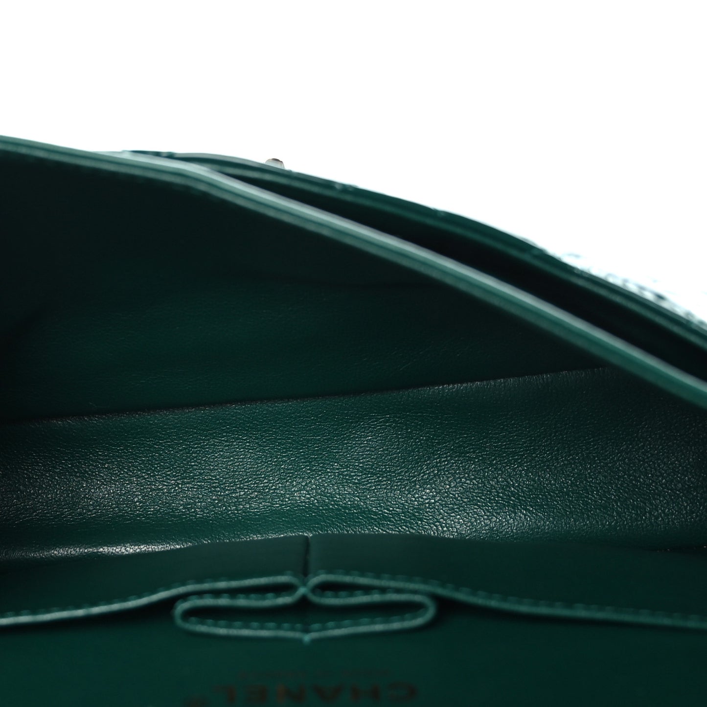 Patent Calfskin Quilted Medium Double Flap Green