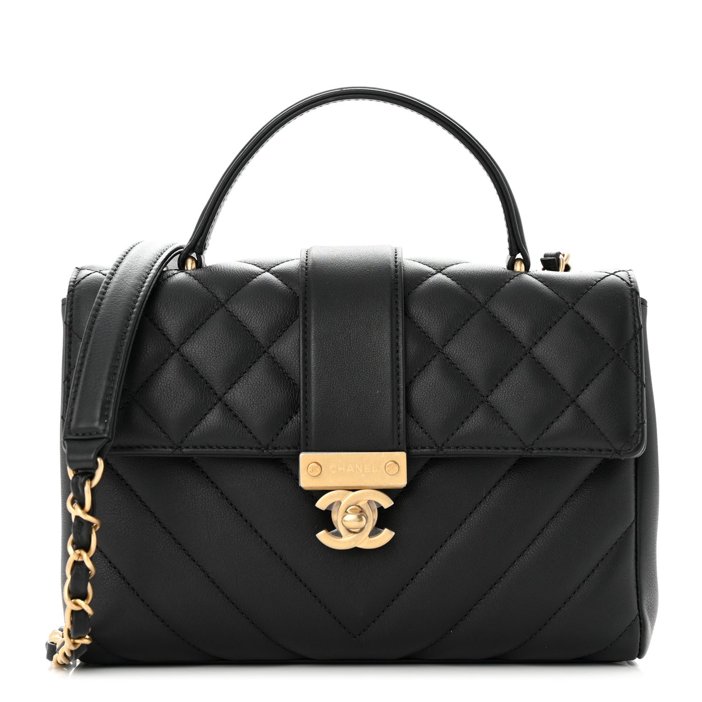 Calfskin Quilted Chevron In The City Bag Black