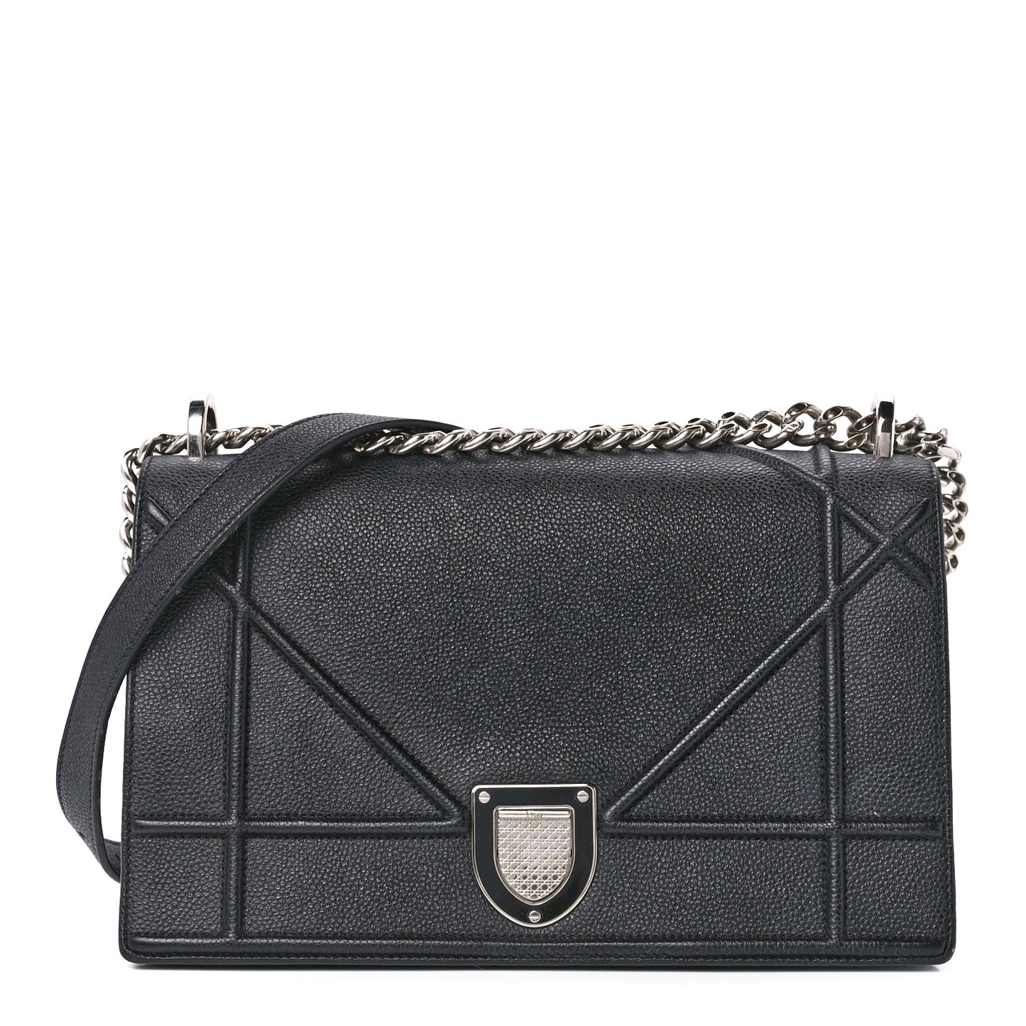 Grained Calfskin Medium Diorama Flap Bag Black