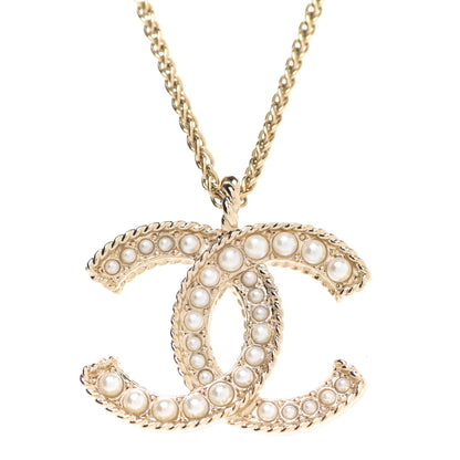 Chanel Pearl CC Pendant Necklace Gold 4 of 6