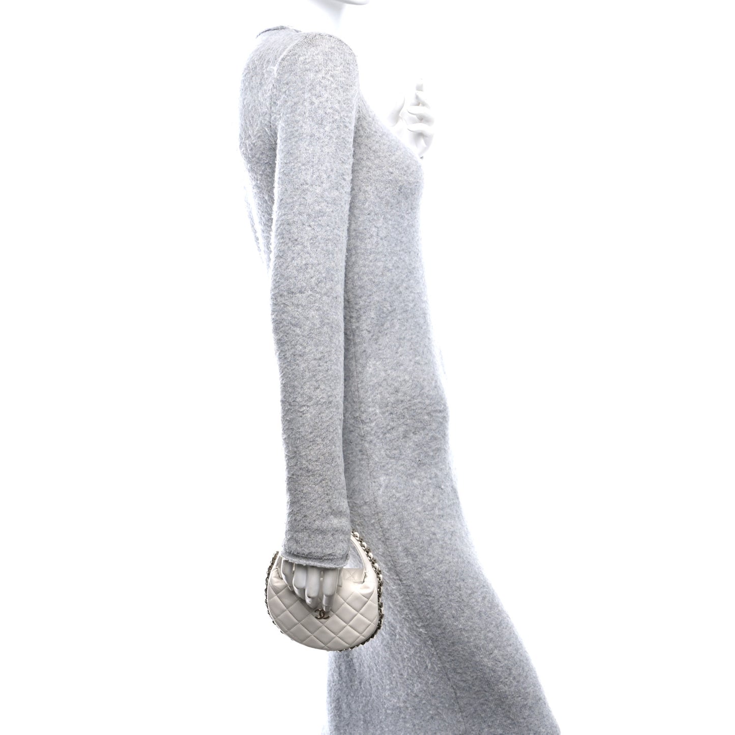 Lambskin Quilted Chain Around Pouch White