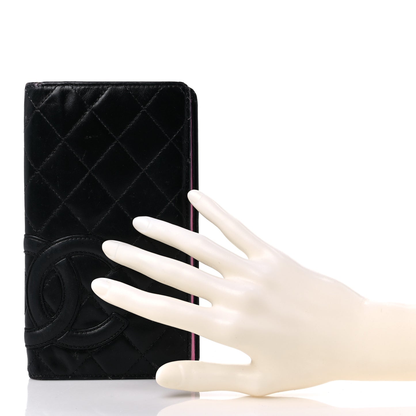 Calfskin Quilted Cambon Yen Wallet Black