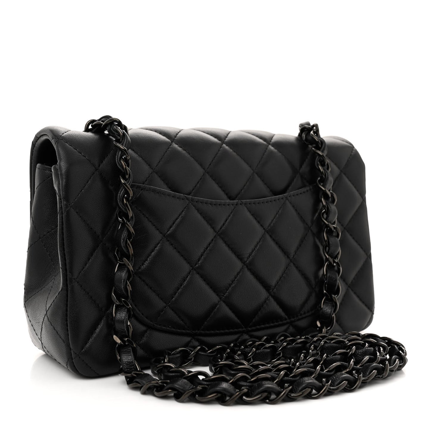Lambskin Quilted Mini Rectangular Flap So Black
