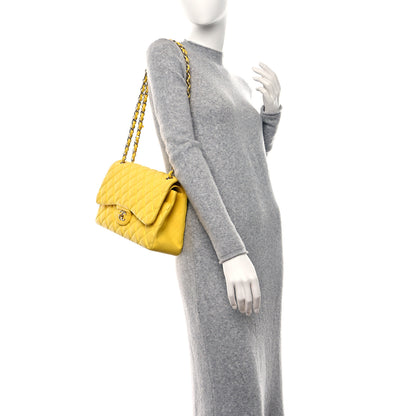 Chanel Lambskin Quilted Jumbo Double Flap Yellow 2 of 13