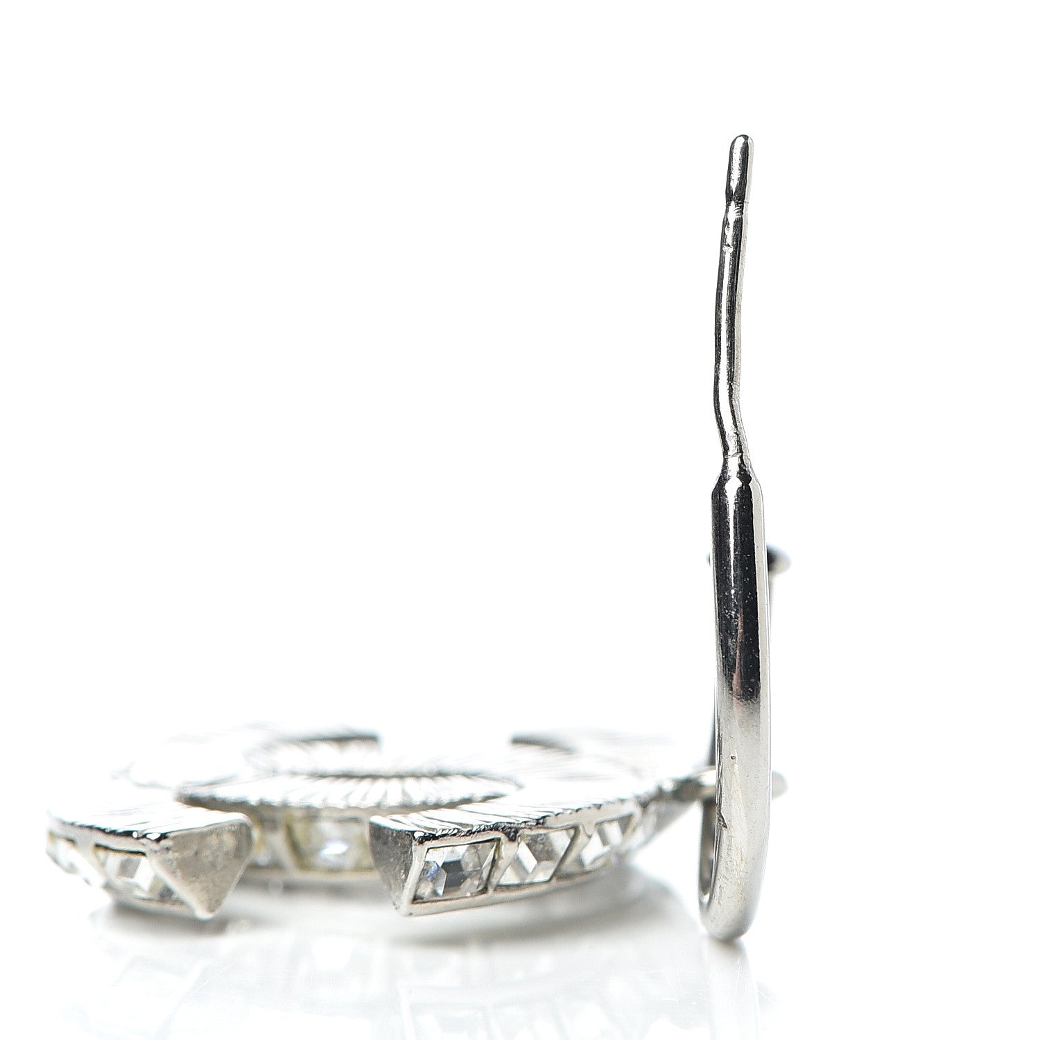 Chanel Baguette Crystal CC Dangle Earrings Silver 5 of 6