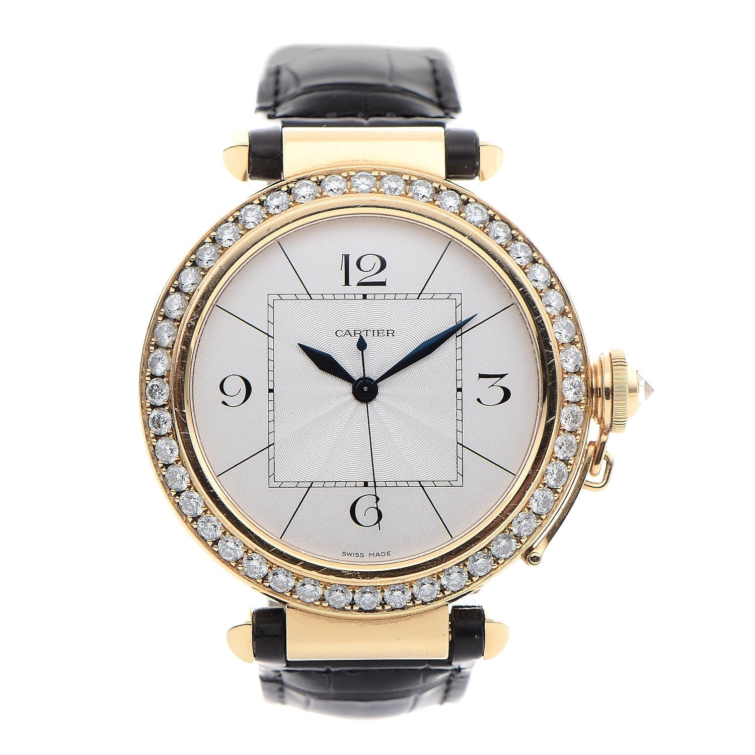 Cartier 18K Yellow Gold Diamond Alligator 42mm Pasha de Automatic Watch 1 of 9