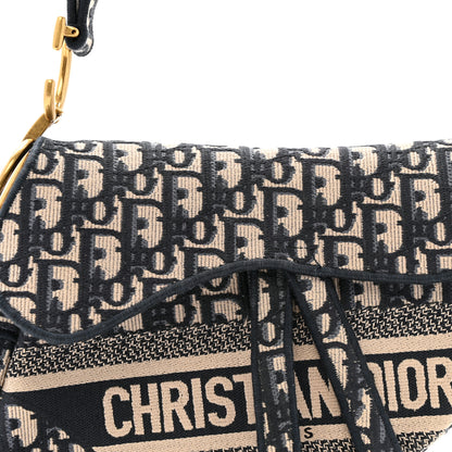 Christian Dior Oblique Embroidered Saddle Bag Blue 8 of 12