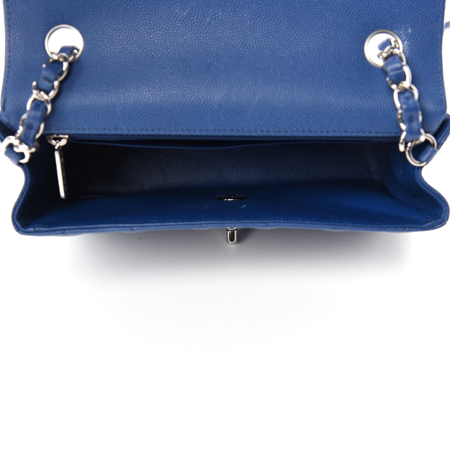 Caviar Quilted Mini Rectangular Flap Blue