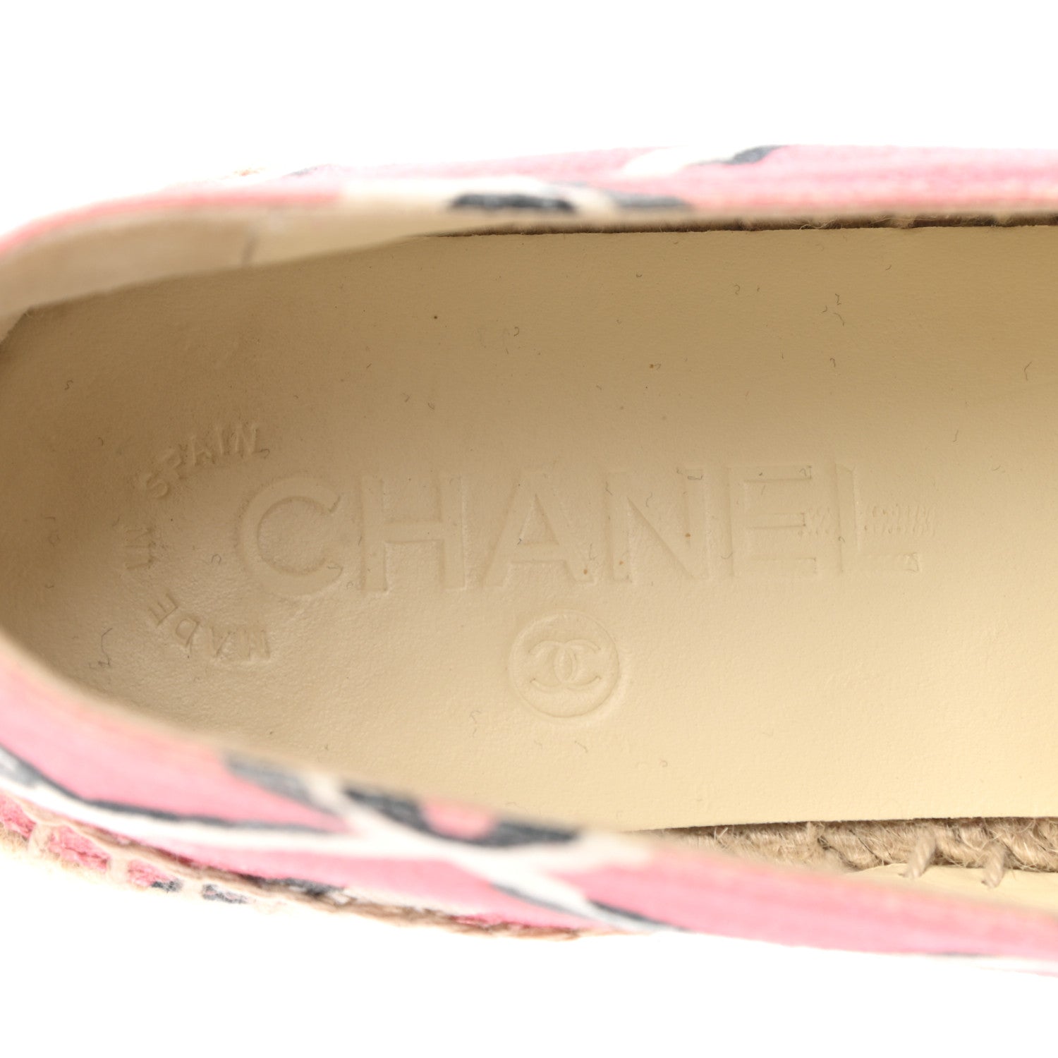 Chanel Printed Canvas Grosgrain Espadrilles 39 Pink Black 7 of 9