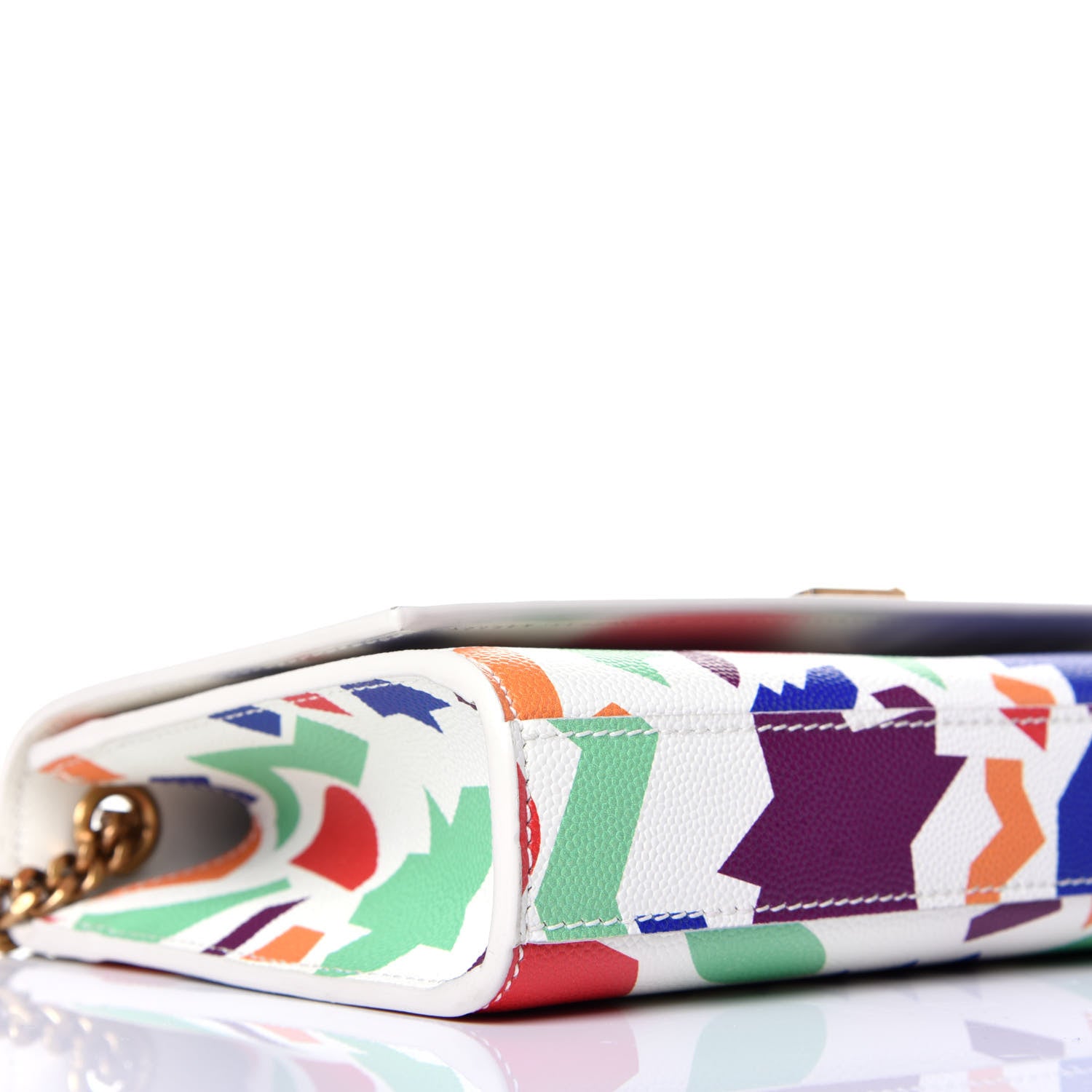 Saint Laurent Grain De Poudre Small Classic Monogram Shapes Print Kate Satchel White 8 of 9