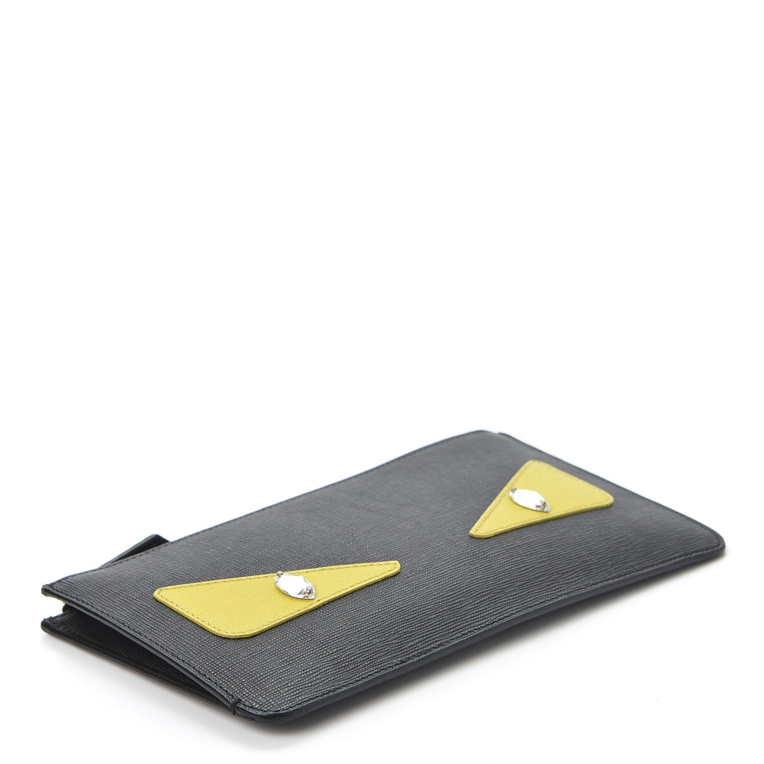 Fendi Vitello Elite Crystal Monster Eyes Zip Pouch Black Cedro 3 of 9
