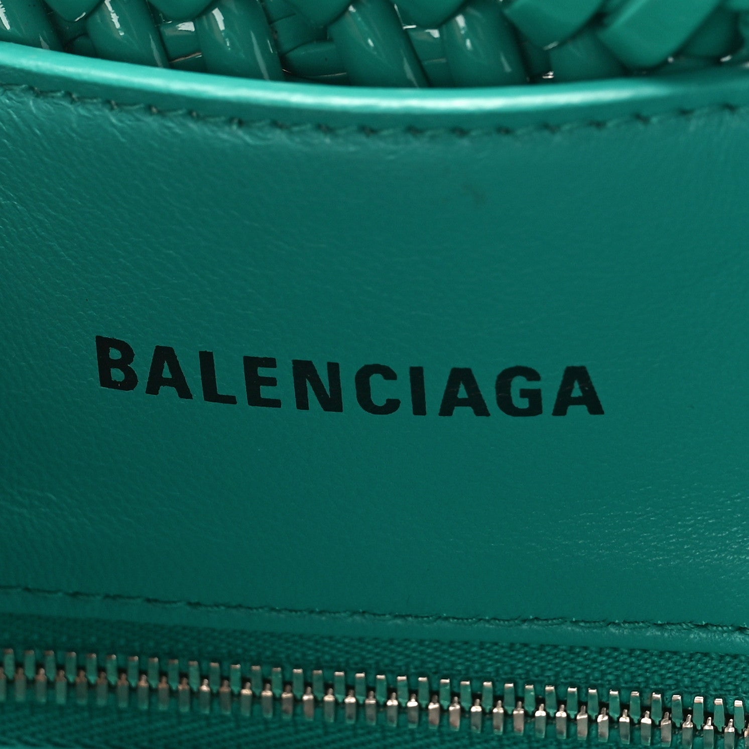 Balenciaga Faux Calfskin Braided Varnished XXS Bistro Basket Green 6 of 8