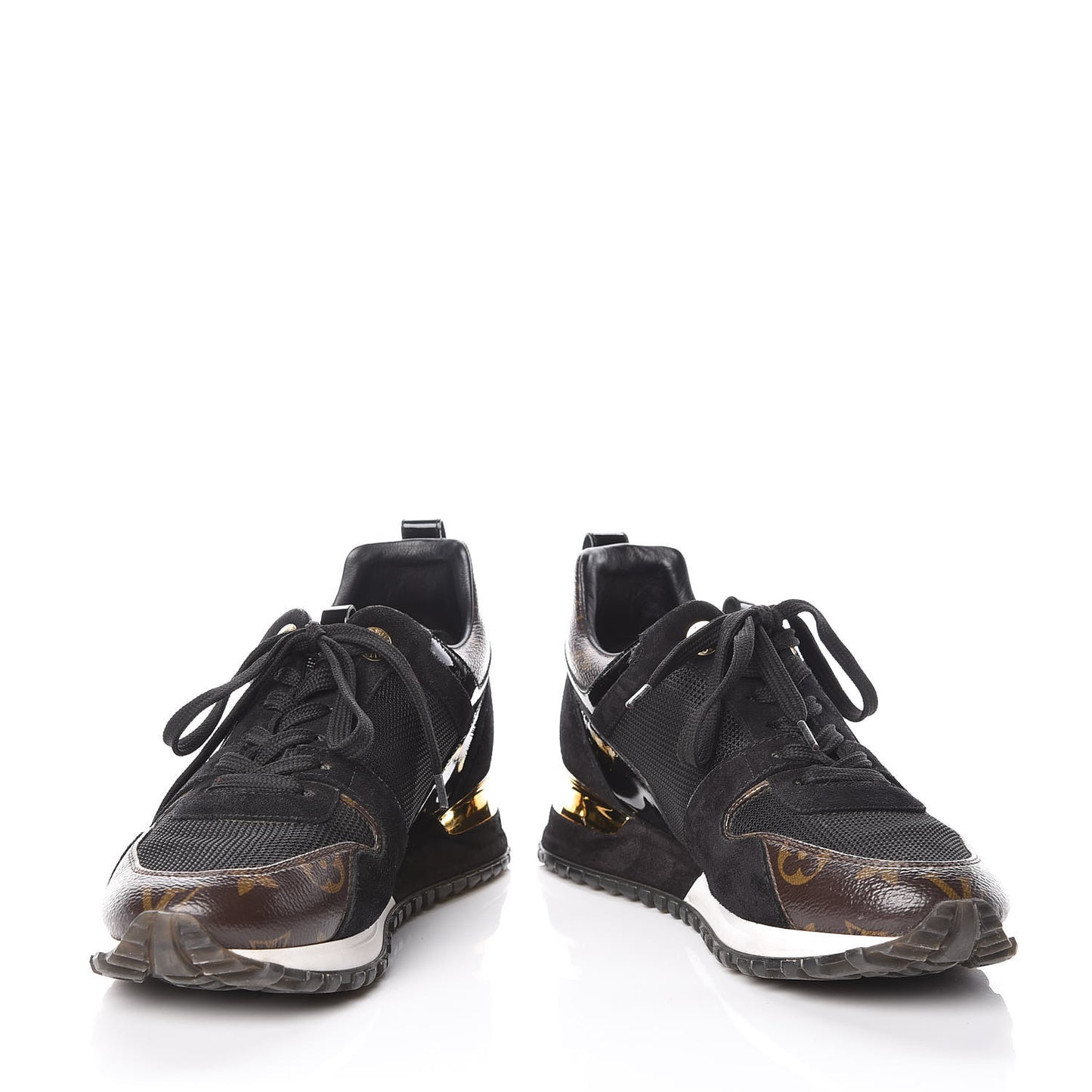 Suede Monogram Run Away Sneakers 36 Black