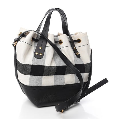 Burberry Canvas House Check Small Bucket Black White 4 of 12