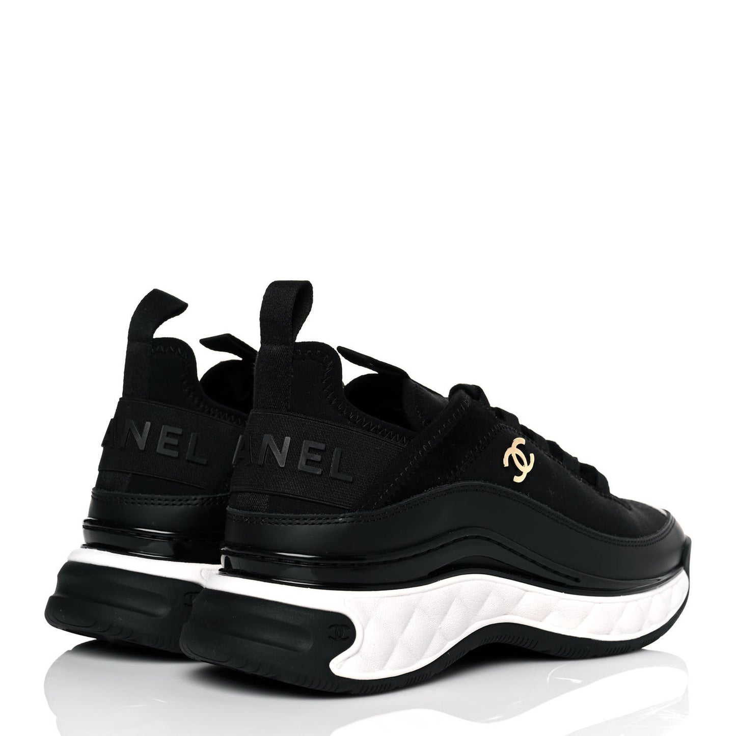 Velvet Calfskin Mixed Fibers CC Sneakers 36 Black