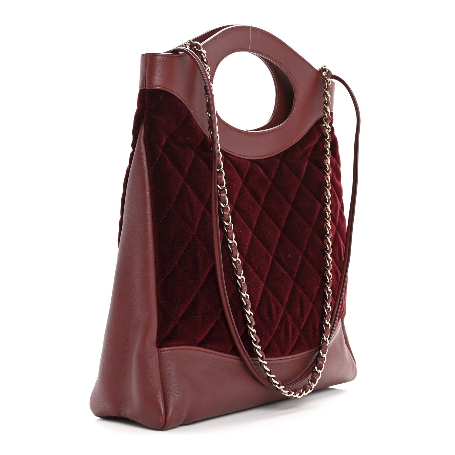 Chanel Velvet Lambskin Quilted Small 31 Shopping Bag Burgundy 3 of 13