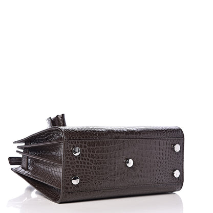 Saint Laurent Calfskin Crocodile Embossed Nano Sac De Jour Dark Brown 4 of 10