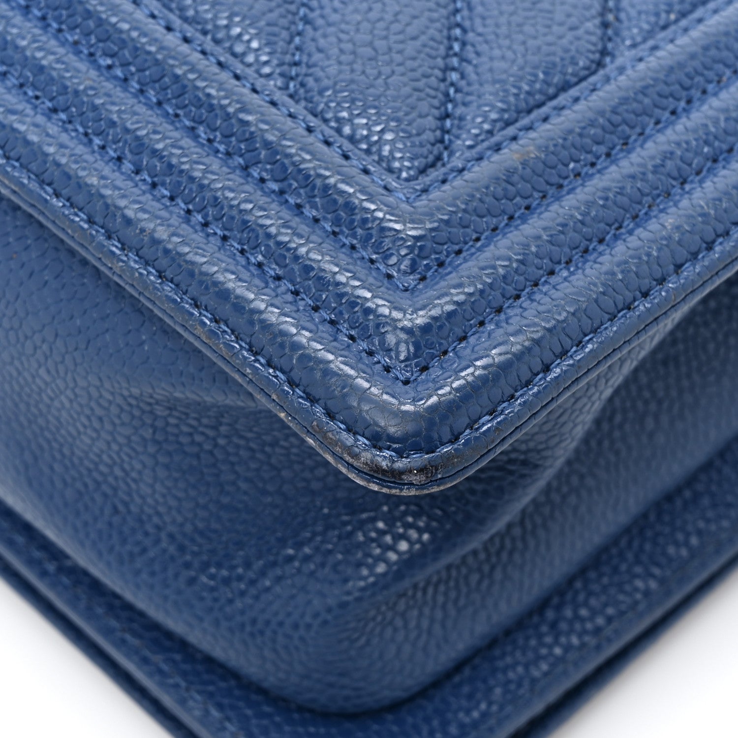 Chanel Caviar Chevron Quilted Medium Boy Flap Navy 14 of 14