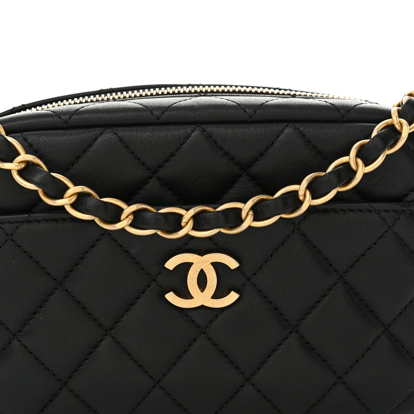 Lambskin Quilted Camera Bag Black