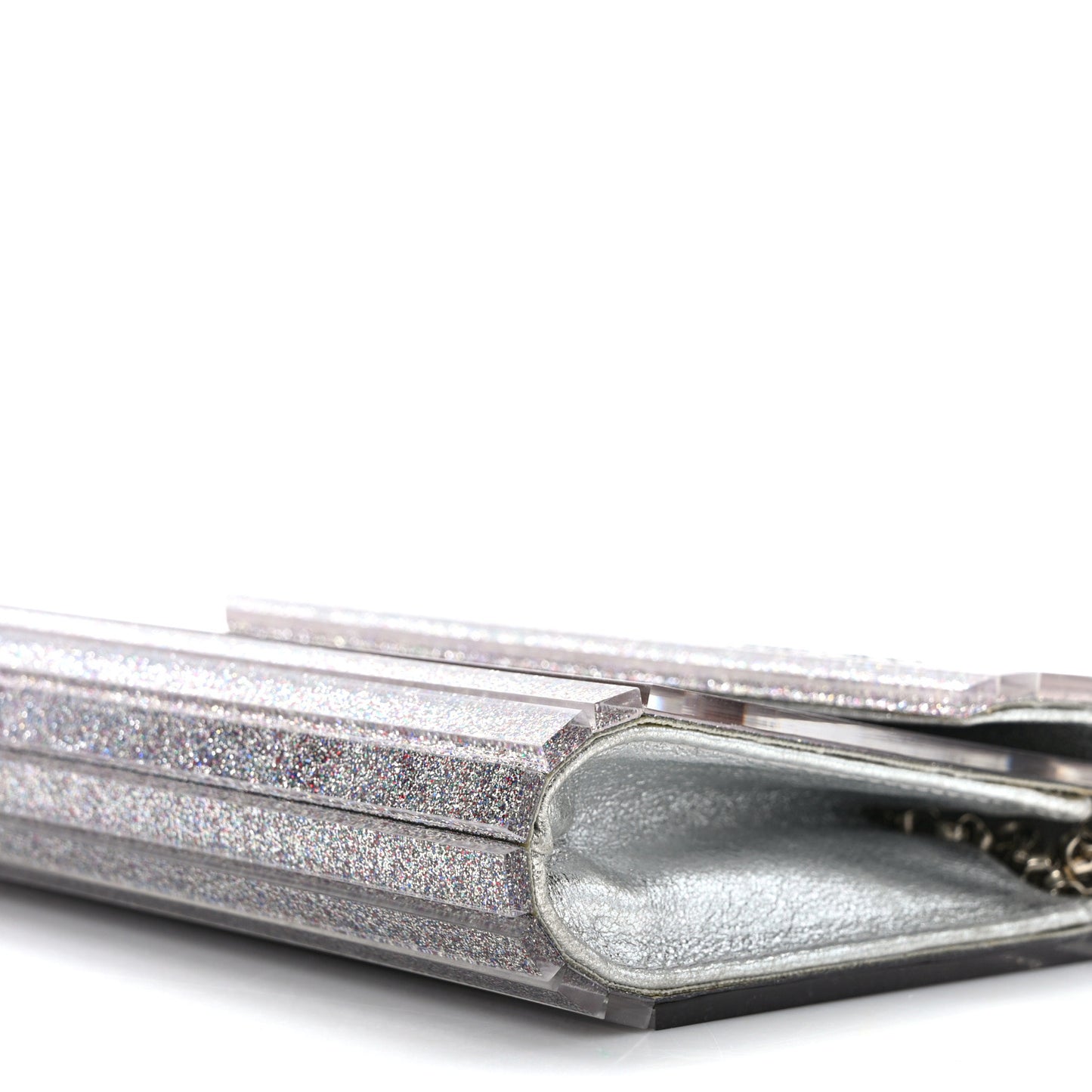Acrylic Glitter Micro Candy Clutch Silver