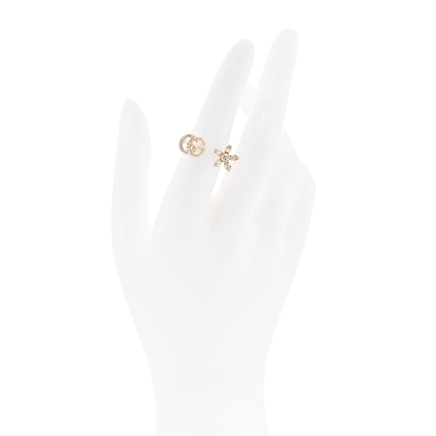 18K Yellow Gold Diamond Flora Open Ring 51 5.75