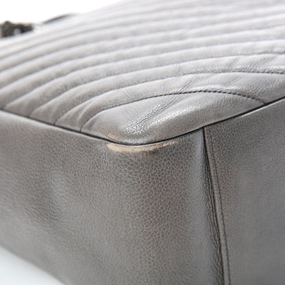 Saint Laurent Sheepskin Matelasse Chevron Large Monogram Shopping Bag Light Coal 10 of 21