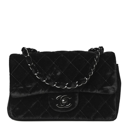 Chanel Velvet Quilted Mini Rectangular Flap So Black 1 of 15