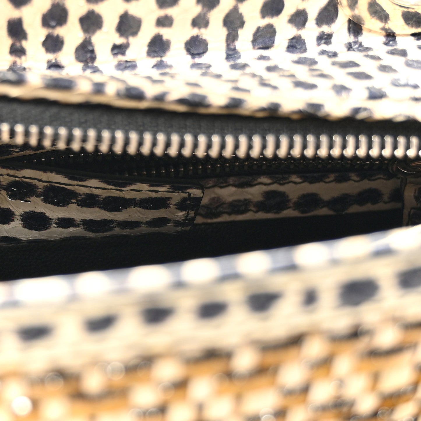 Snakeskin Wicker Medium Lady Dior Beige Multicolor
