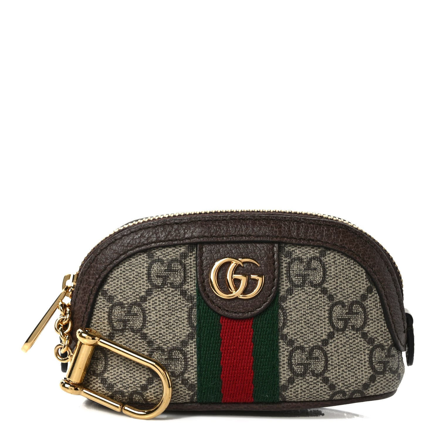 Gucci GG Supreme Monogram Web Ophidia Dome Key Pouch Beige New Acero 1 of 7