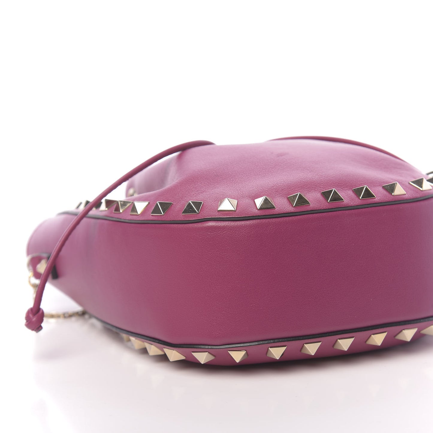 Vitello Mini Rockstud Chain Strap Bucket Bag Deep Cyclamin