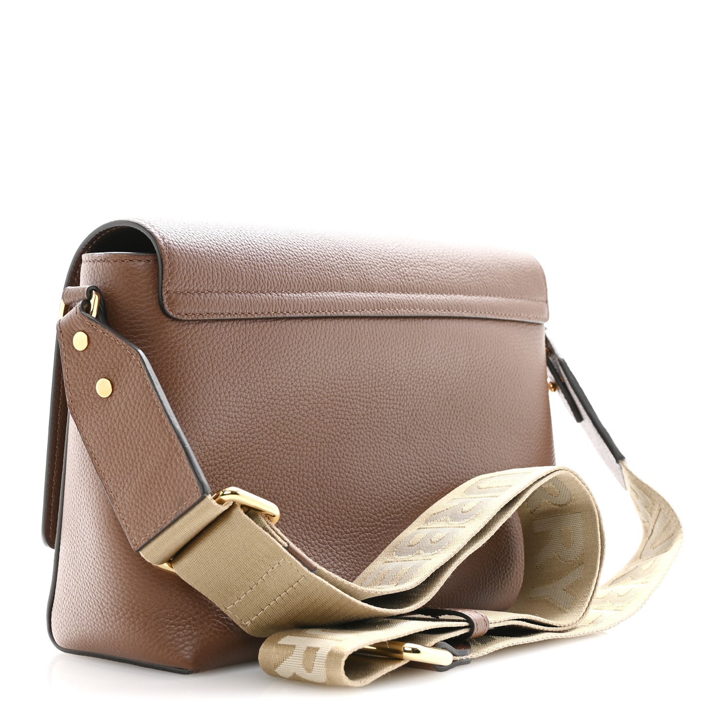 Grainy Calfskin Vintage Check Note Crossbody Bag Malt Brown