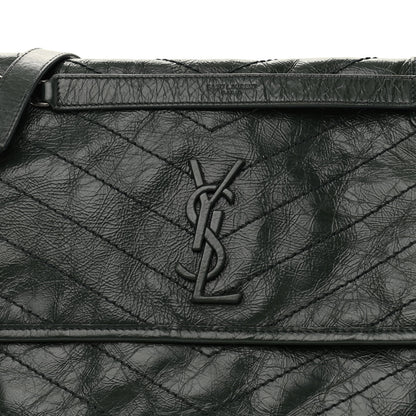 Saint Laurent Crinkled Calfskin Matelasse Monogram Medium Niki Chain Satchel Military Olive 8 of 11